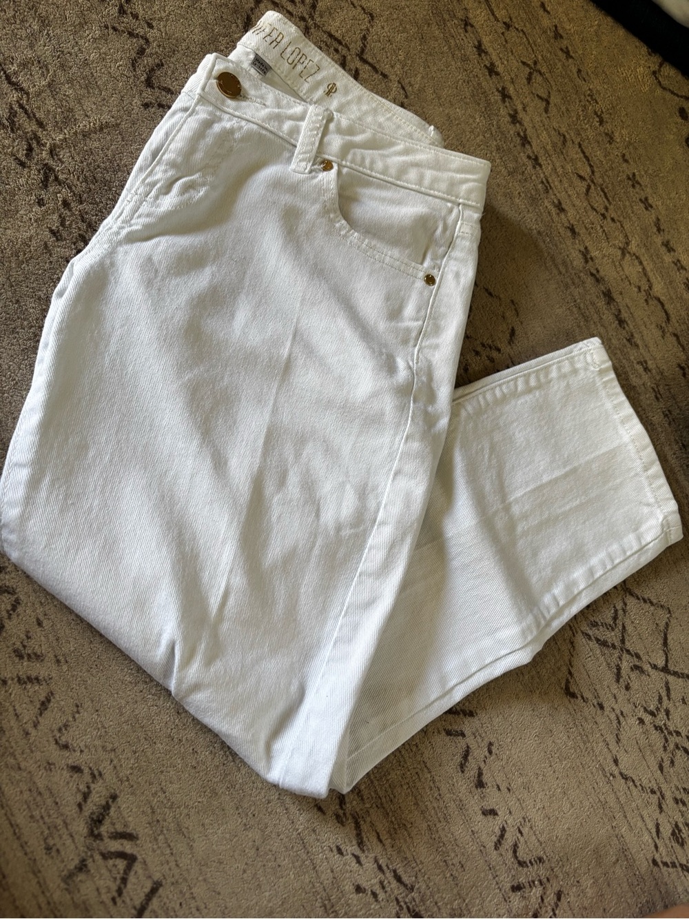 Jennifer Lopez White High-Rise Capri Jeans